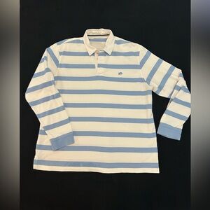 Southern Tide Light Blue & White Long Sleeve Rugby Shirt•Size XL•White Collar